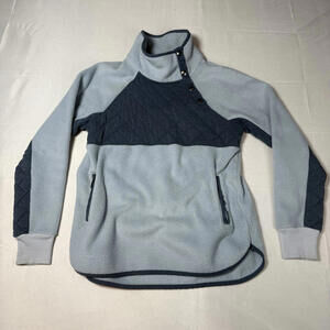 Abercrombie & Fitch Deep Pile Fleece Quilted Snap Up Jacket Blue Women's Small